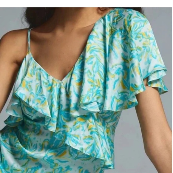 Brand New COREY LYNN CALTER SILKY RUFFLE WIDE-LEG JUMPSUIT - Picture 4 of 10